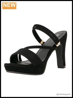 Chunky High Heels Slingback Sandals Open Toe Ankle Strap Platform Dress Shoes